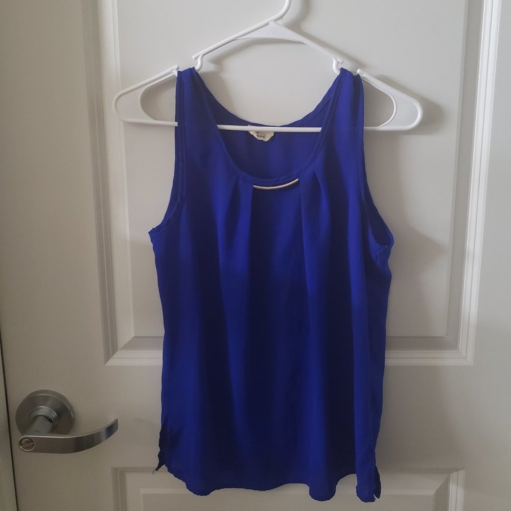 Bright Blue Blouse with Gold Accent